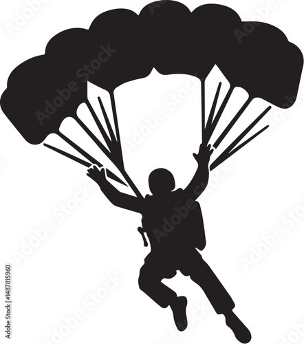 Black and white vector of a skydiver