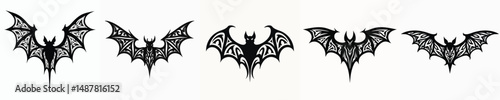 illustration vector graphic of tribal art bat tattoo