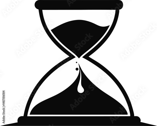 Sand Timer Tipped Silhouette Vector Illustration Black