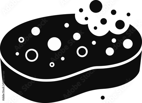 Sponge With Bubbles Silhouette Vector Illustration