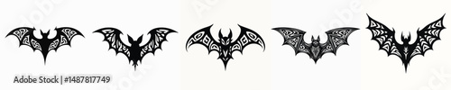 illustration vector graphic of tribal art bat tattoo