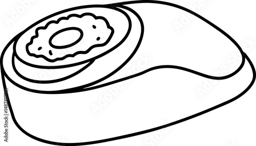 Sushi Roll Line Art Vector Illustration