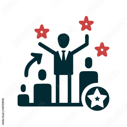 Inclusive business team with stars and wheelchair symbol