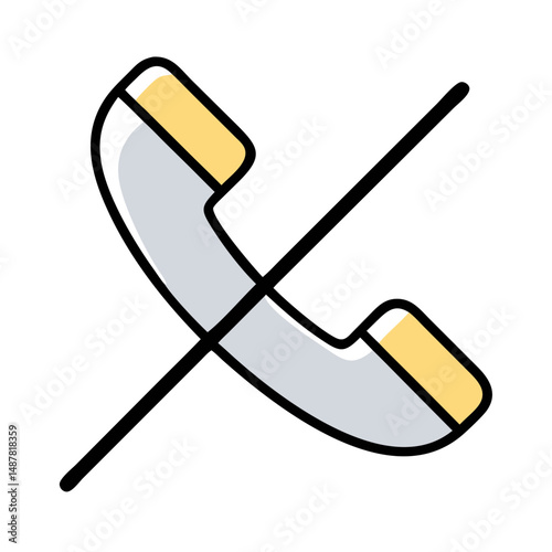Crossed-out landline phone icon in minimal yellow and black style