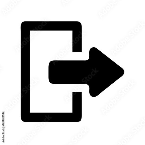 Bold exit arrow icon in minimal black square style