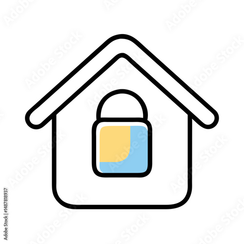 White house icon with rounded lock-shaped window