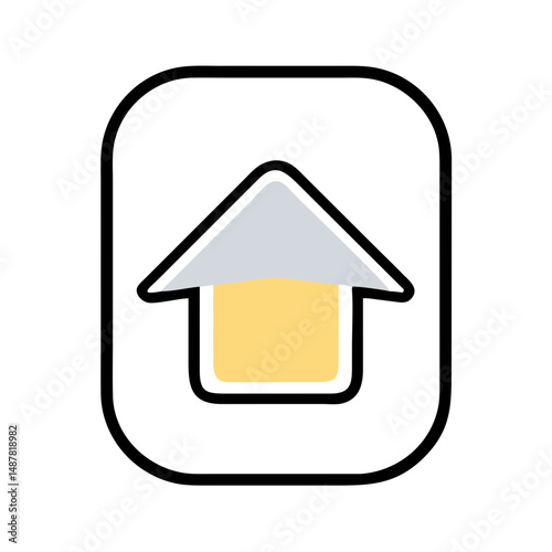 Upward arrow icon inside rounded house shape