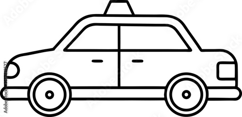 Taxi Sign Line Art Vector Illustration With White
