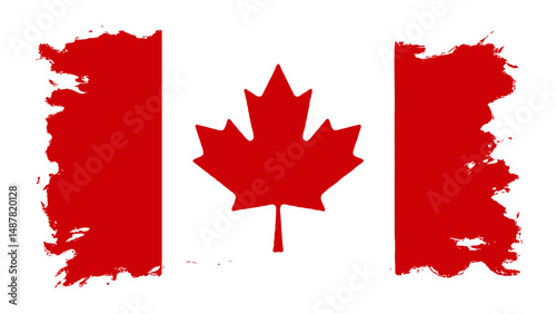 Canadian Flag with Artistic Brush Stroke Design