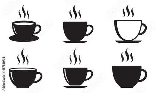 Coffee cup set icon for food apps and websites template. Cups of coffee tea collection. Hot drink with steam icon vector