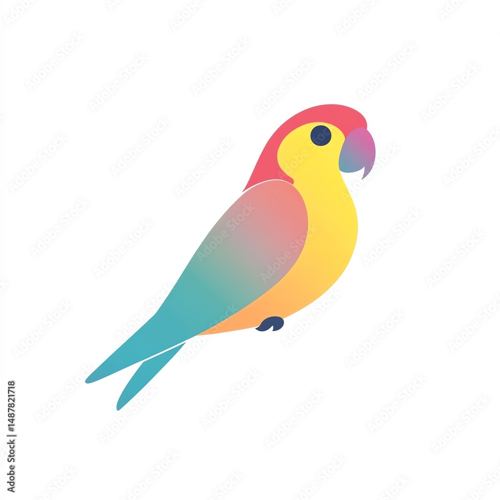 Fototapeta premium Charming abstract parrot design in vibrant colors against a clean backdrop