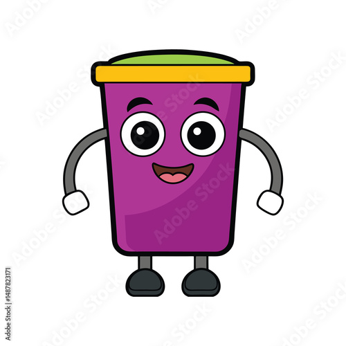 Flat and Minimal Wheelie bin icon vector illustration isolated on white background