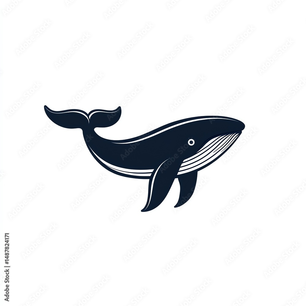 Fototapeta premium Elegant minimalist whale logo showcasing grace and oceanic beauty