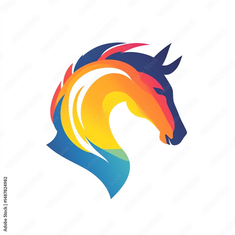 Naklejka premium A Vibrant Horse Design Showcasing Grace and Beauty in Minimalistic Style