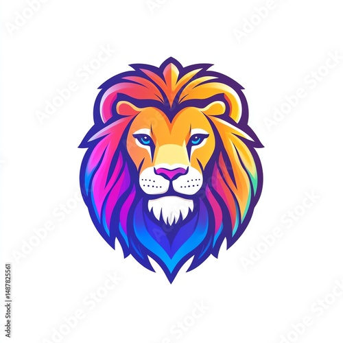 Wallpaper Mural Majestic lion with colorful mane symbolizes strength and beauty in nature. Torontodigital.ca