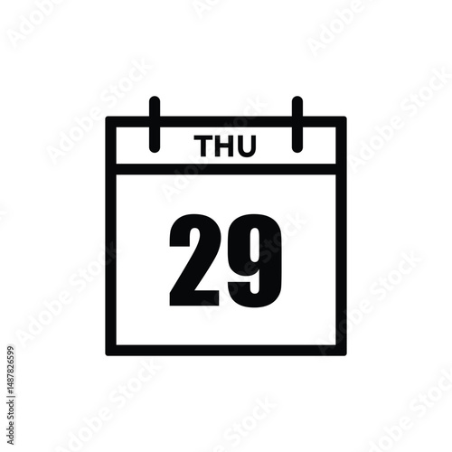 calender icon, 29 thursday icon with white background