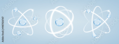 Cosmetic essence molecules or atoms. Collagen skin serum. Cosmetic moisturizer. Concept skin care cosmetics solution