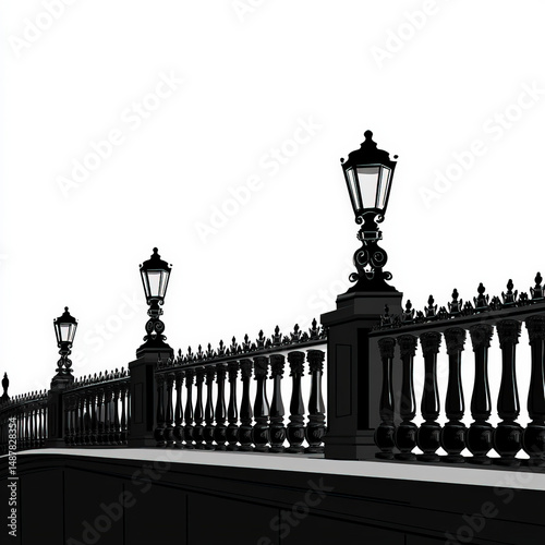 fence silhouette , black an...