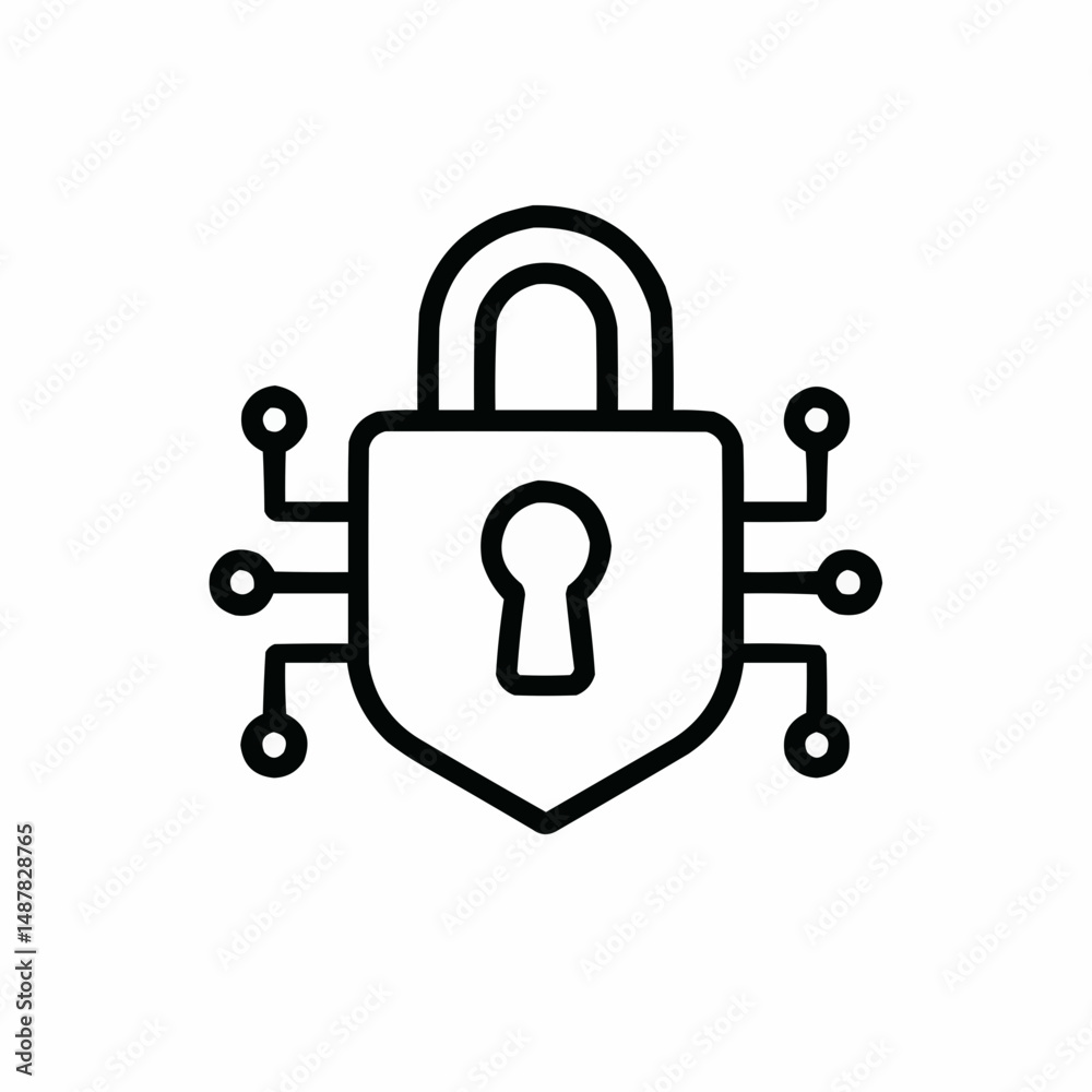 Minimal padlock merged with a microchip — hardware-level security. Minimal padlock merged with a microchip — hardware-level security.