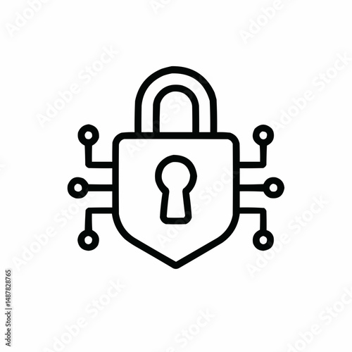 Minimal padlock merged with a microchip — hardware-level security.