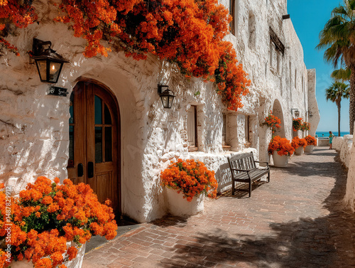 Mission San Luis Obispo: Historic mission with stucco walls and surrounding gardens in California