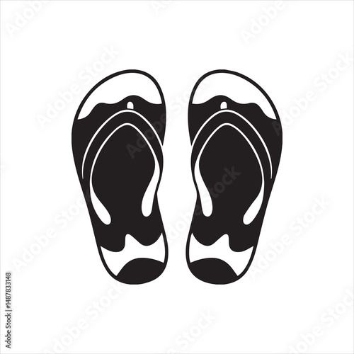 Flip Flop Sandals Silhouette Vector – Summer Beach Footwear Illustration
