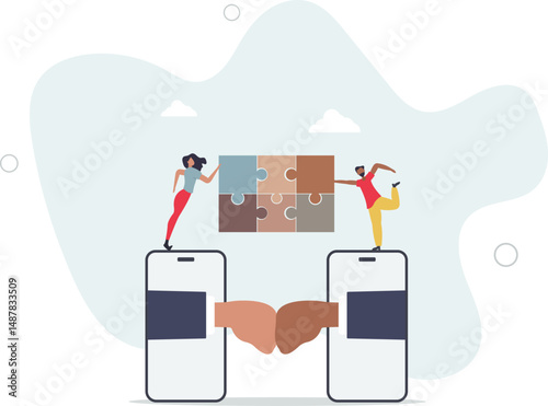 Teamwork and collaboration.people building strong dedicated team and effective cooperation and communication for enterprise.deal concept. character life .