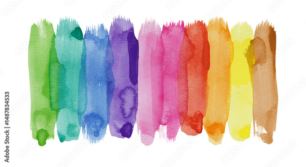 Fototapeta premium Vibrant Rainbow Watercolor Strokes: Free Downloadable Image