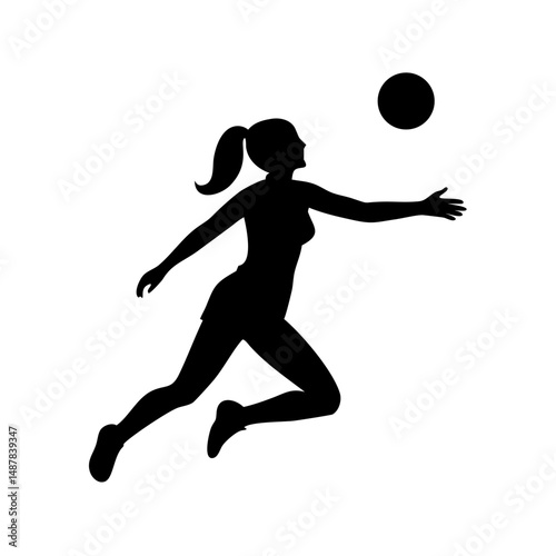 Female Volleyball Player Spiking Silhouette