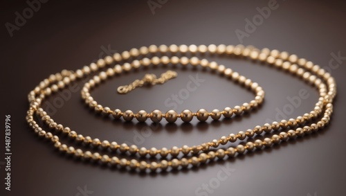 Elegant Golden Pearl Necklace on Dark Background, a Luxurious Jewelry Piece.