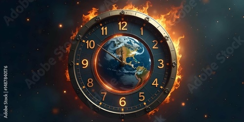 big and old  clock time west very critical time with earth. Desert, Ice, Everest, with clock.