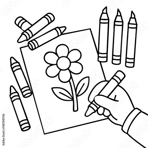 fun activities for kids  Drawing or coloring with crayons and markers