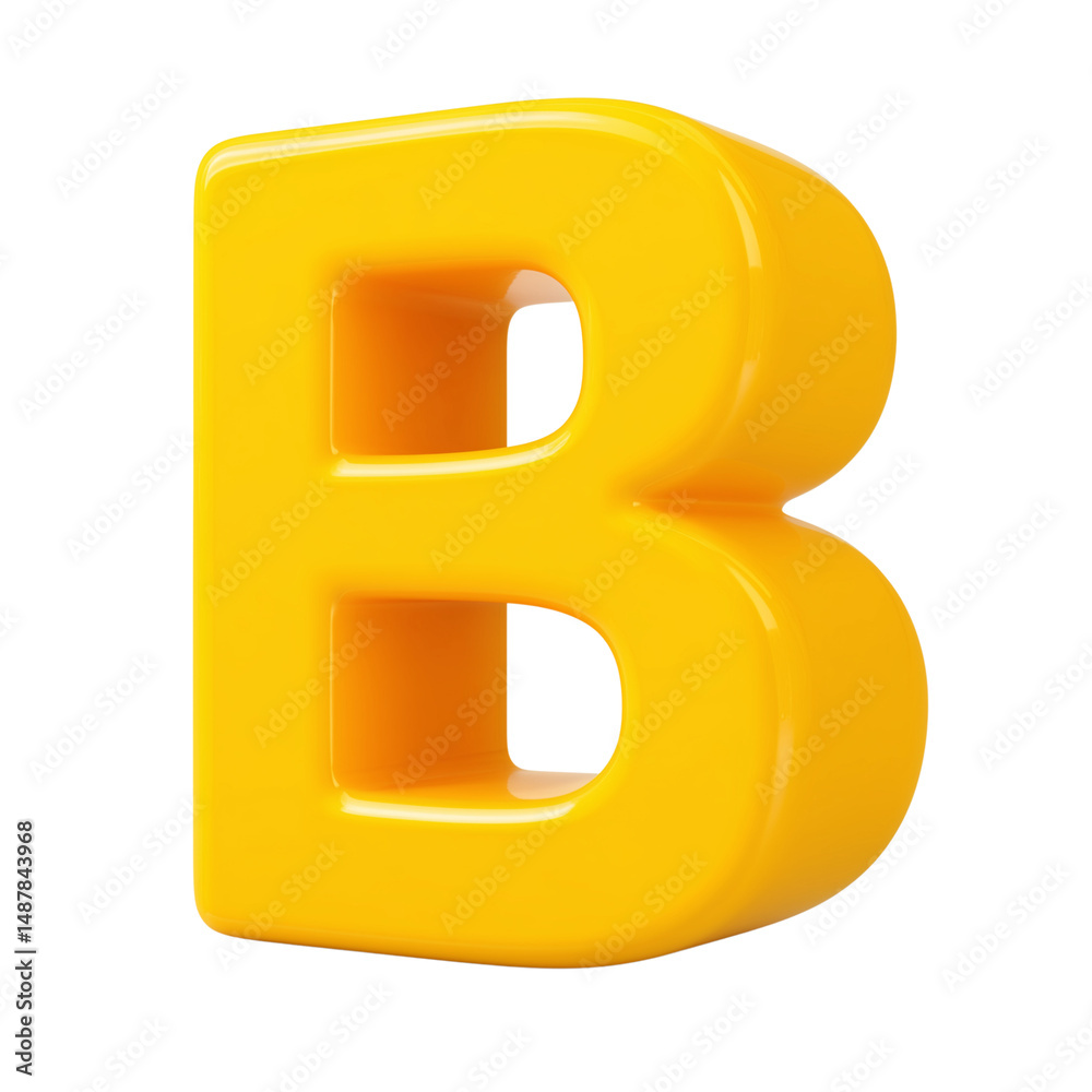Yellow letter B isolated on white
