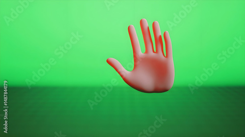 3D Hand Model on Green Background for Creative Design Projects