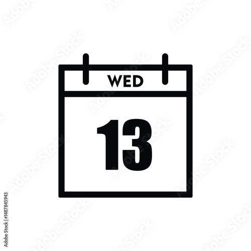 calender icon, 13 wednesday icon with white background