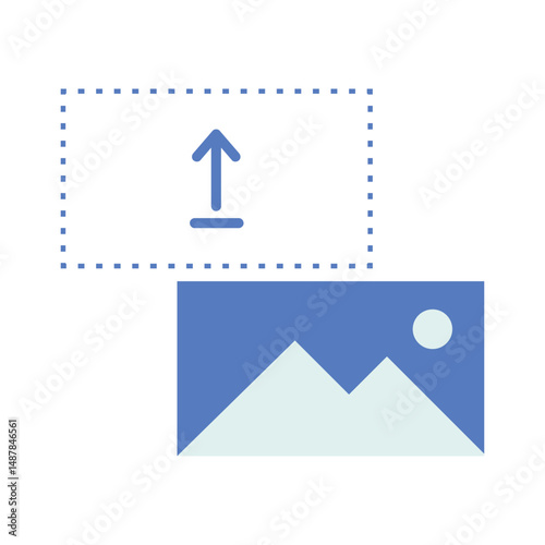 Upload image icon. Concept for adding or submitting a picture.