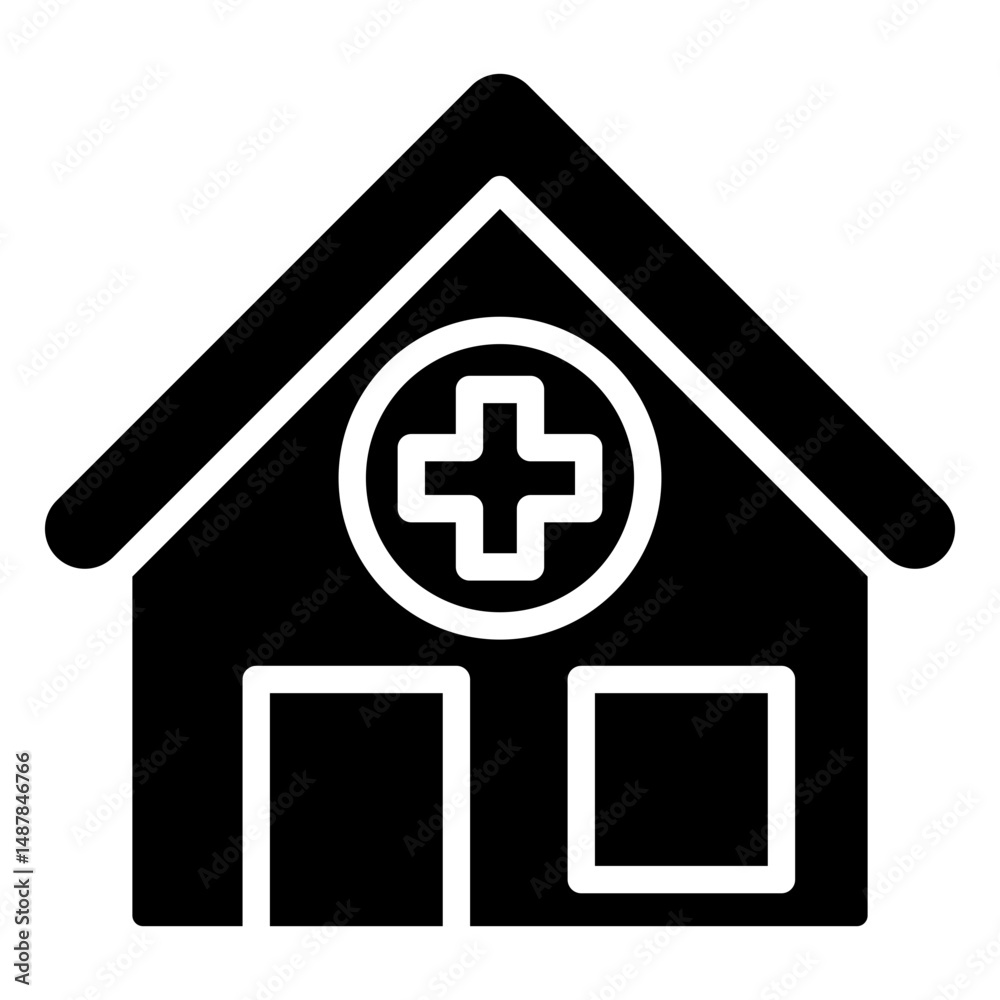 Clinic - glyph black fill silhouette icon Medical Services Clinic - glyph black fill silhouette icon Medical Services