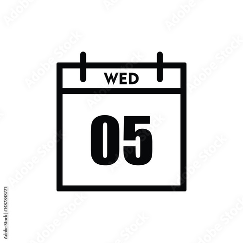 calender icon, 05 wednesday icon with white background
