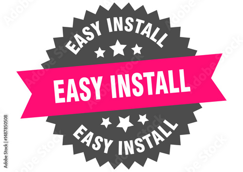 easy install. easy install round pink label isolated on transparent background