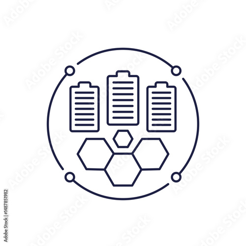 graphene batteries icon in line design