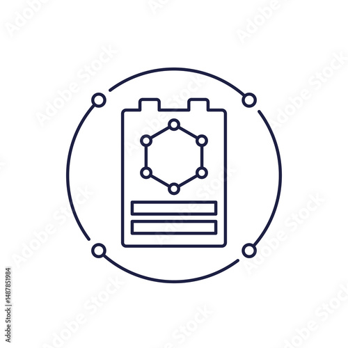 graphene battery icon in line design, modern energy storage concept
