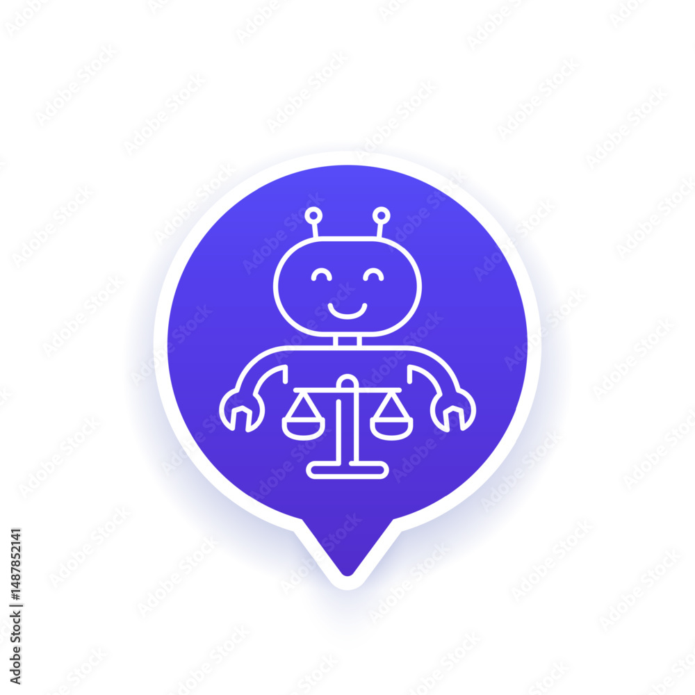 robot ethics line icon, vector design robot ethics line icon, vector design