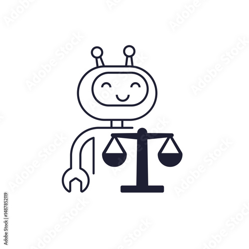 robot ethics icon on white, vector
