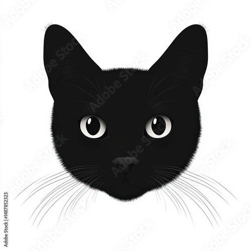 cat face silhouette , black...