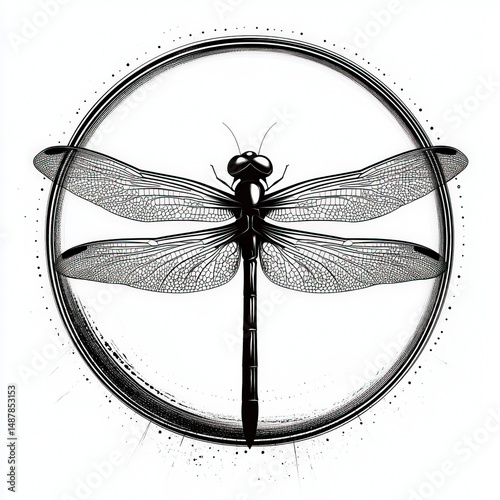 dragonfly silhouette , blac...