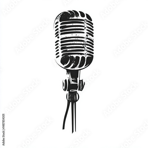 mic silhouette , black and ...