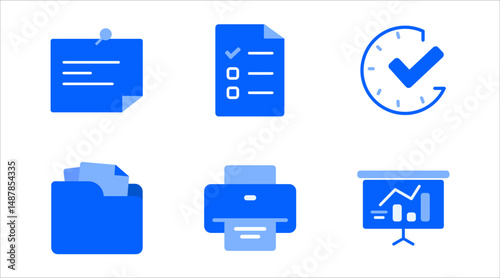 Document Time and Office Activity Icon Set