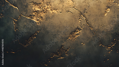 8K Ultra detailed, flat abstract background featuring raw gold texture, irregular and grainy metallic surface with natural patterns, matte finish with slight reflective points, weathered and organic