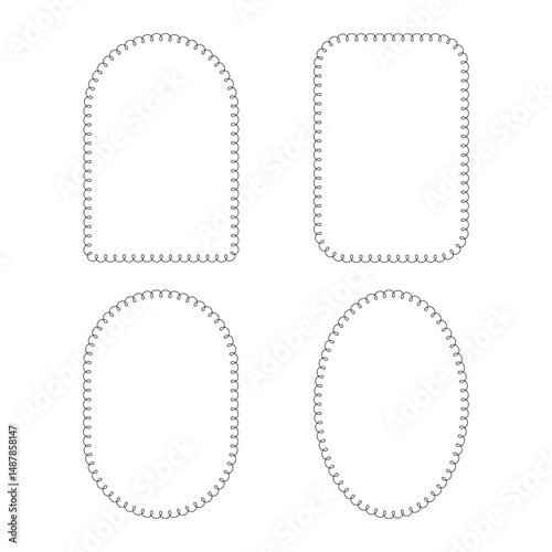 Set of Blank Black Squiggle Decorative Borders – Flat Design Illustration	