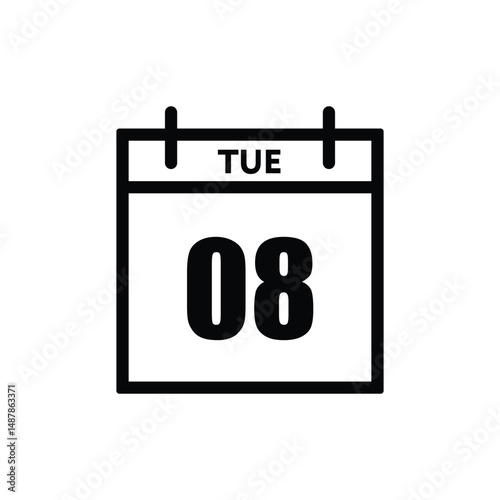 calender icon, 08 tuesday icon with white background